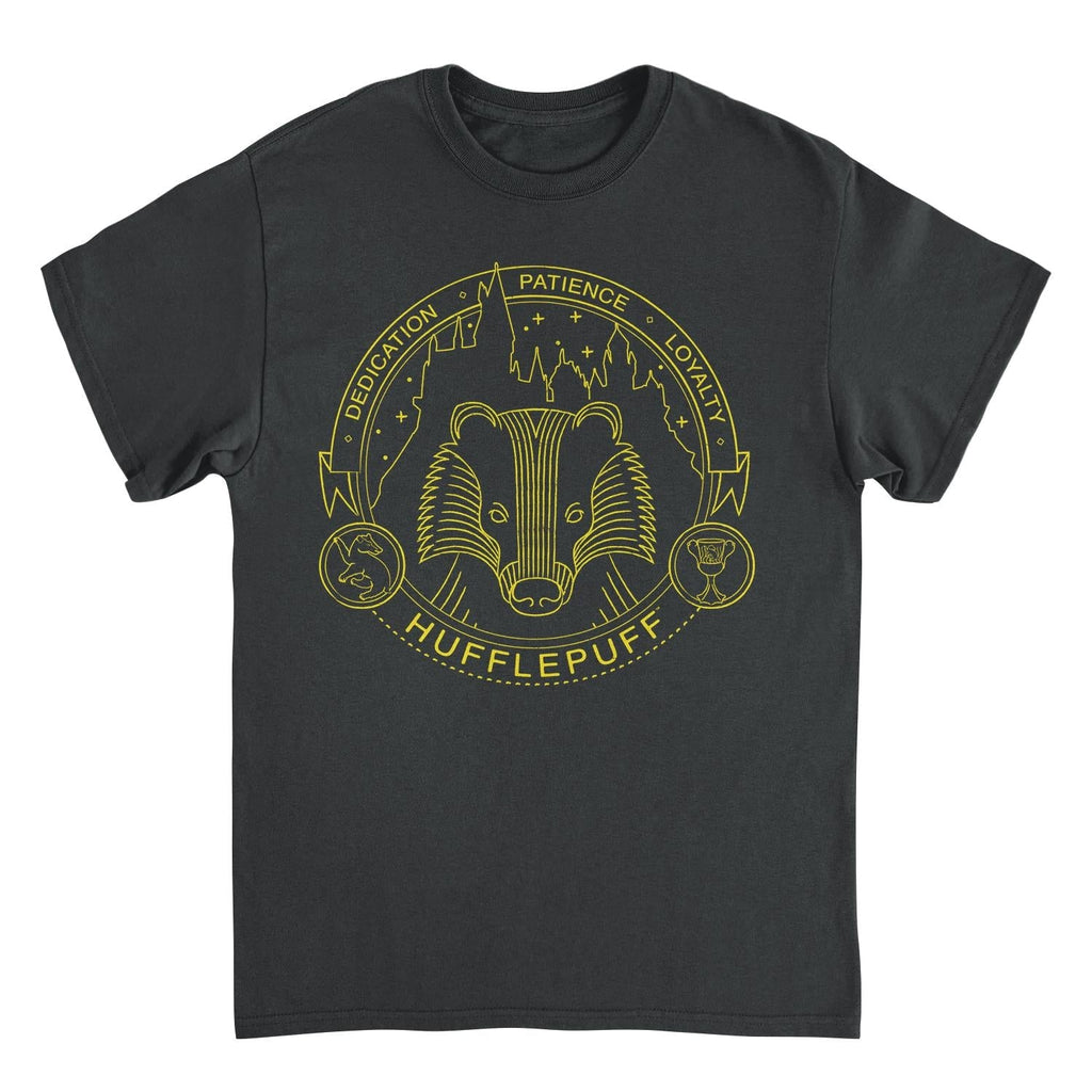 Harry Potter Minimalist Hufflepuff Mascot Outline Black T-Shirt